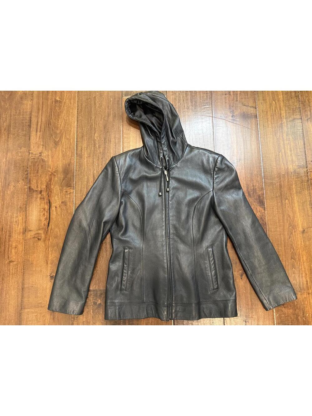 Vintage Y2K Jacqueline Ferrar Genuine Leather Hooded Jacket M